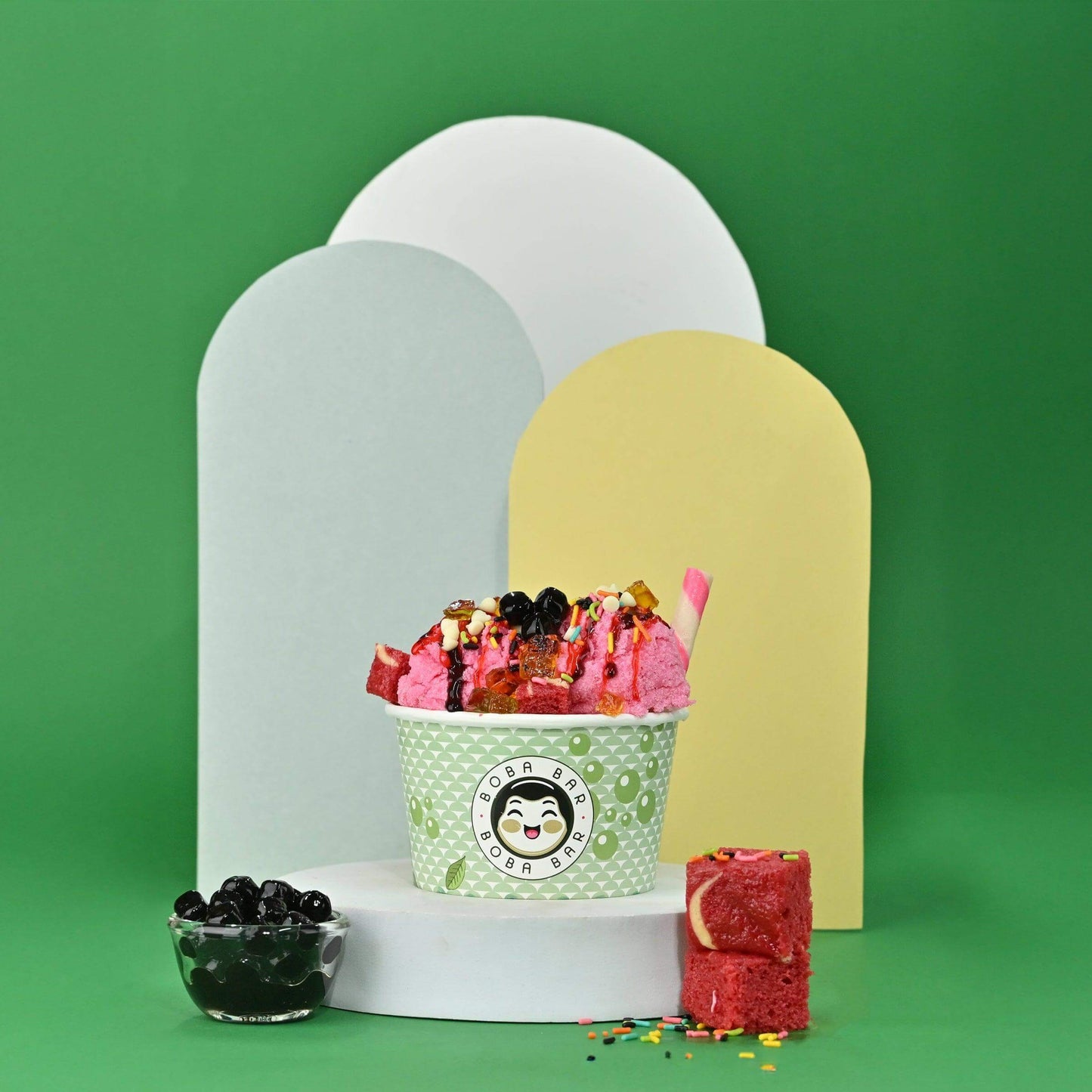 Berry Blast Boba Sundae with Strawberry Ice Cream - Boba Bar