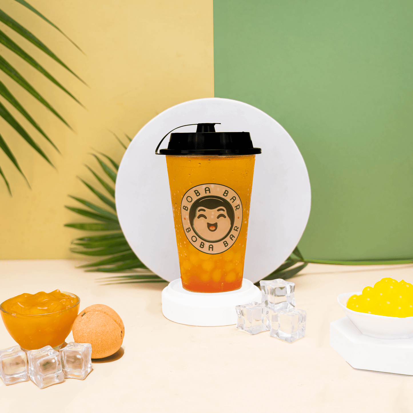 Mango & Peach Boba Tea Sparkling Cooler - Boba Bar
