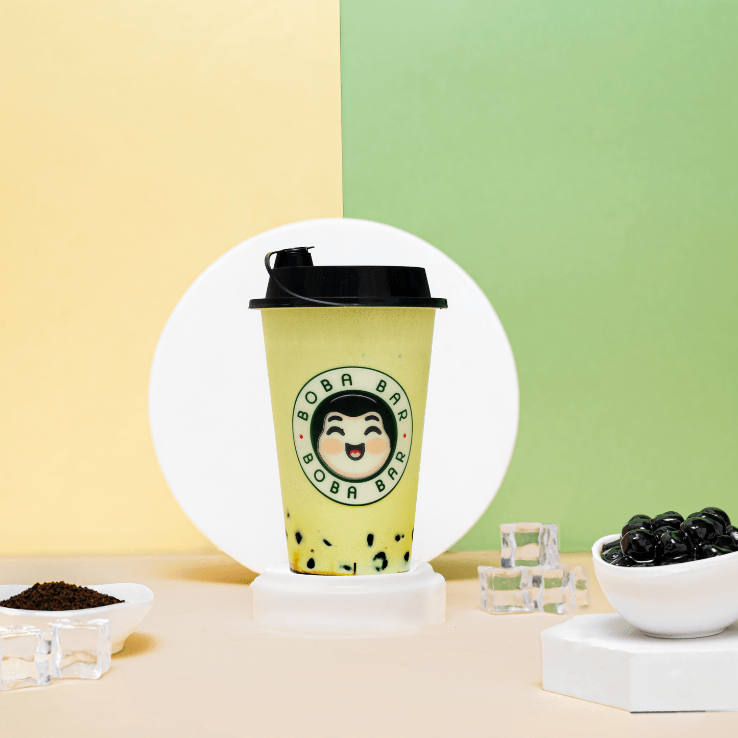 Matcha Milk Tea with Ice Cream & Boba - Boba Bar