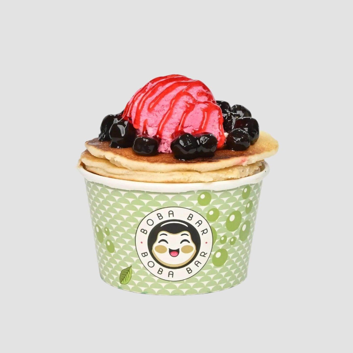 Berry Strawberry Boba Pancake with Ice Cream & Sauce - Boba Bar