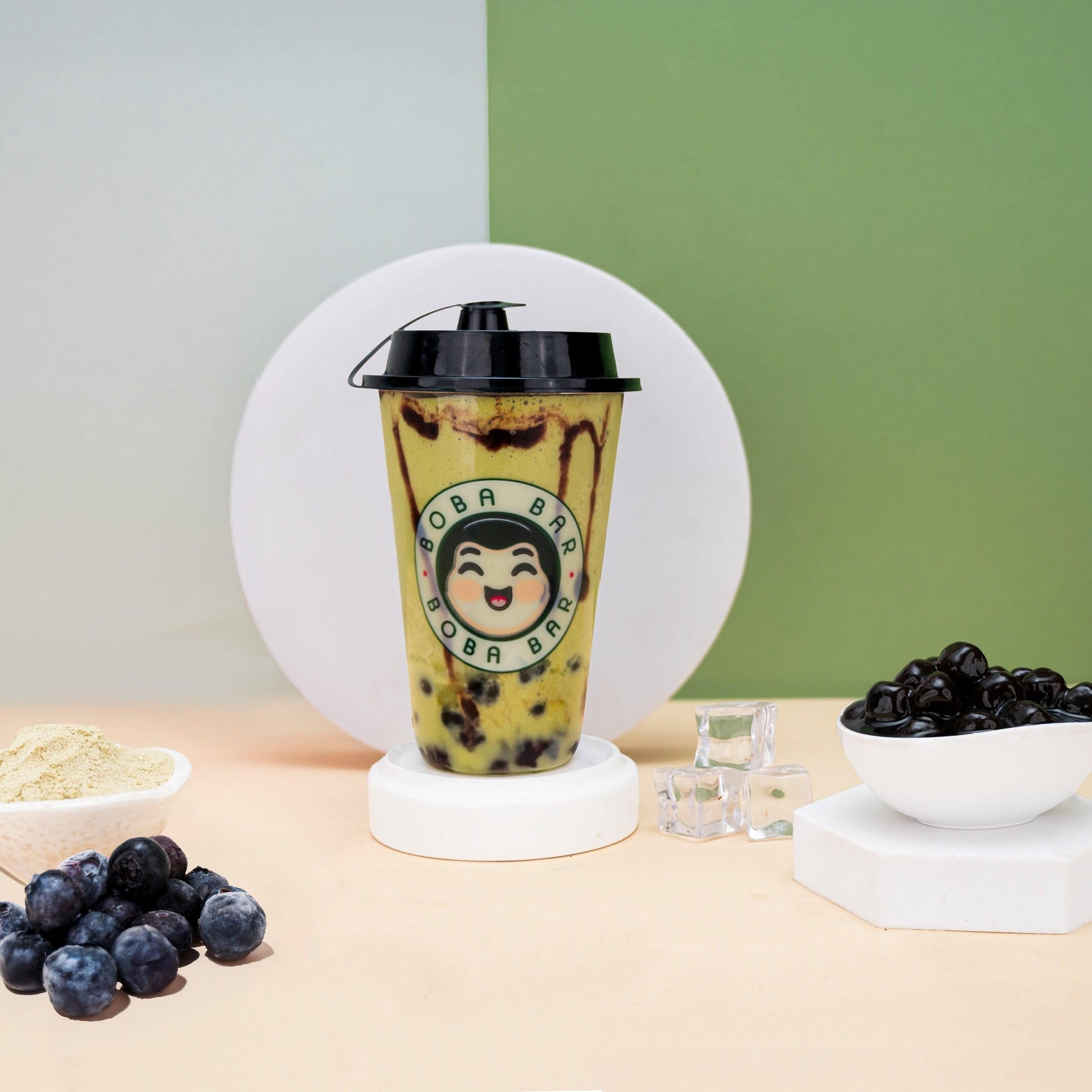Berries & Matcha Bubble Tea with Tapioca Pearls - Boba Bar