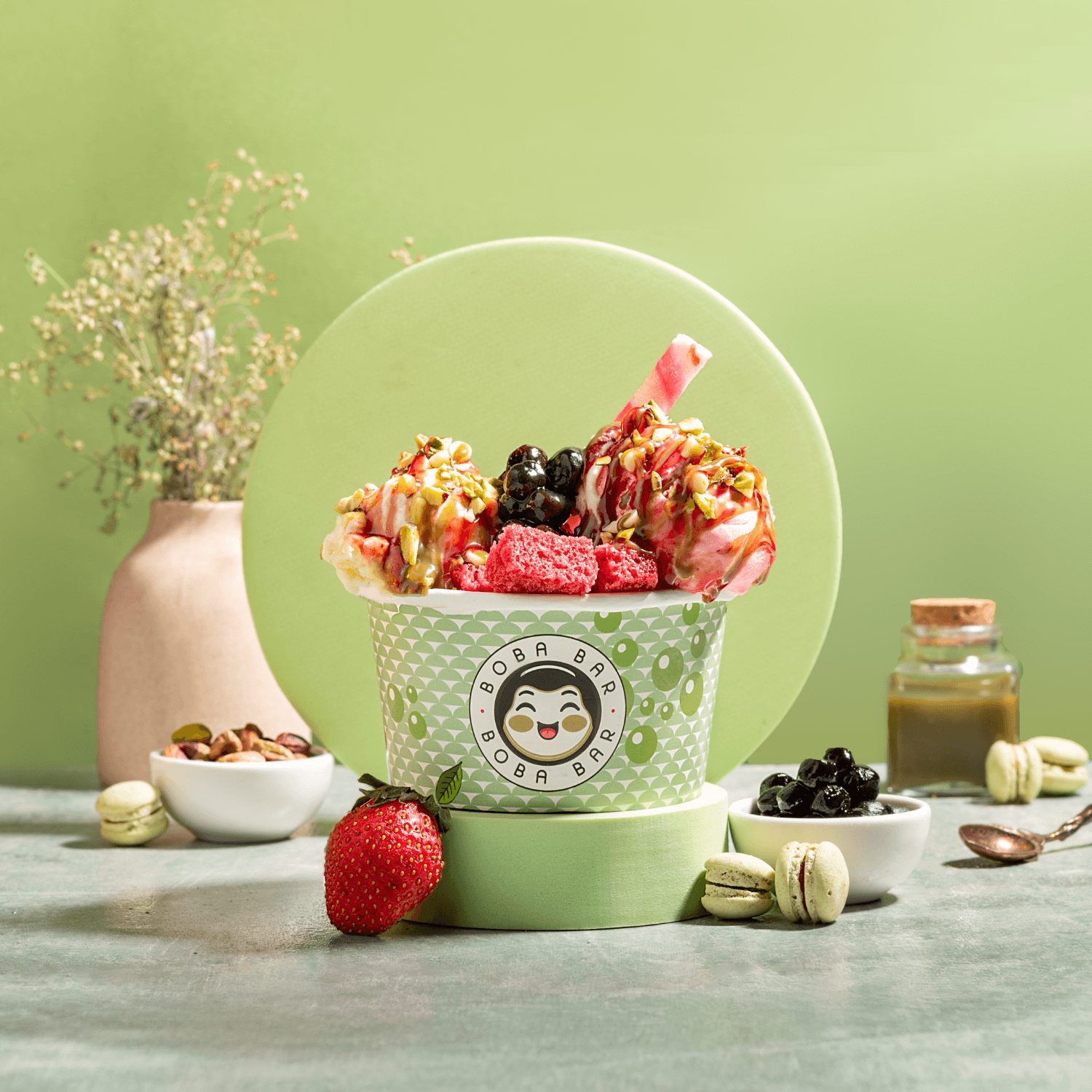 Boba Sundae Berry Pista – Fruity & Nutty