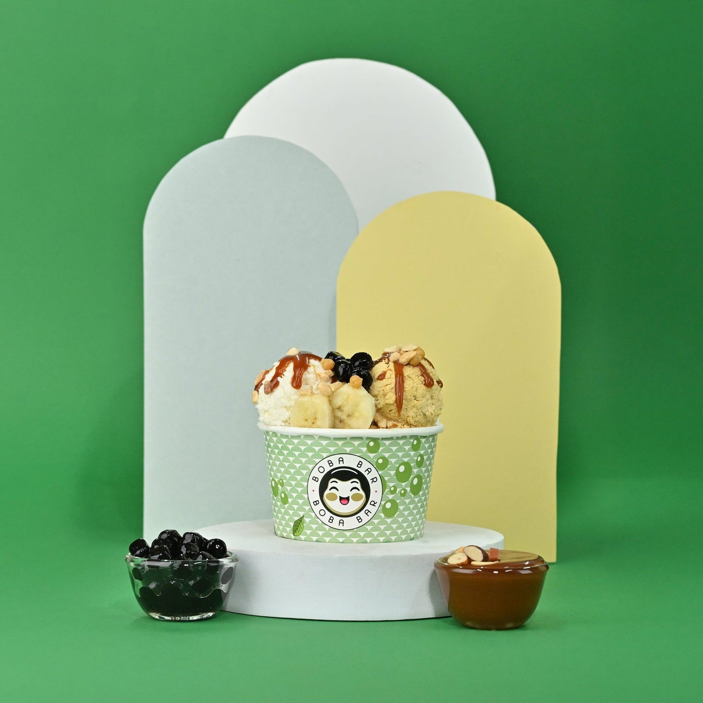 Caramel and Banana Boba Sundae with Ice Cream - Boba Bar