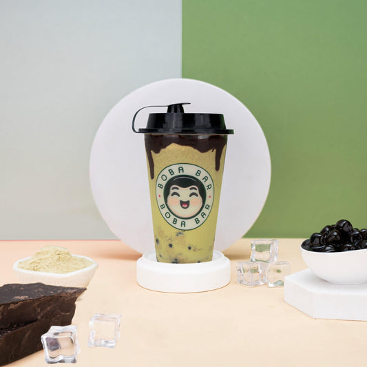 Chocolate Matcha Bubble Tea with Ice Cream & Boba - Boba Bar