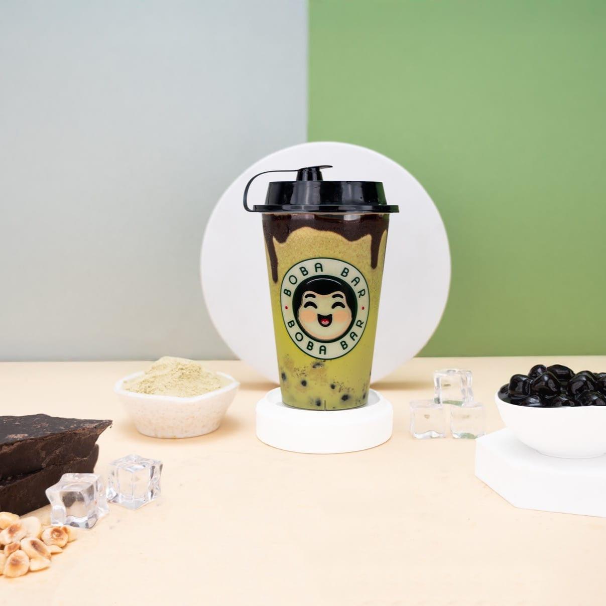Hazelnut Choco Matcha Bubble Tea with Tapioca Pearls – Boba Bar