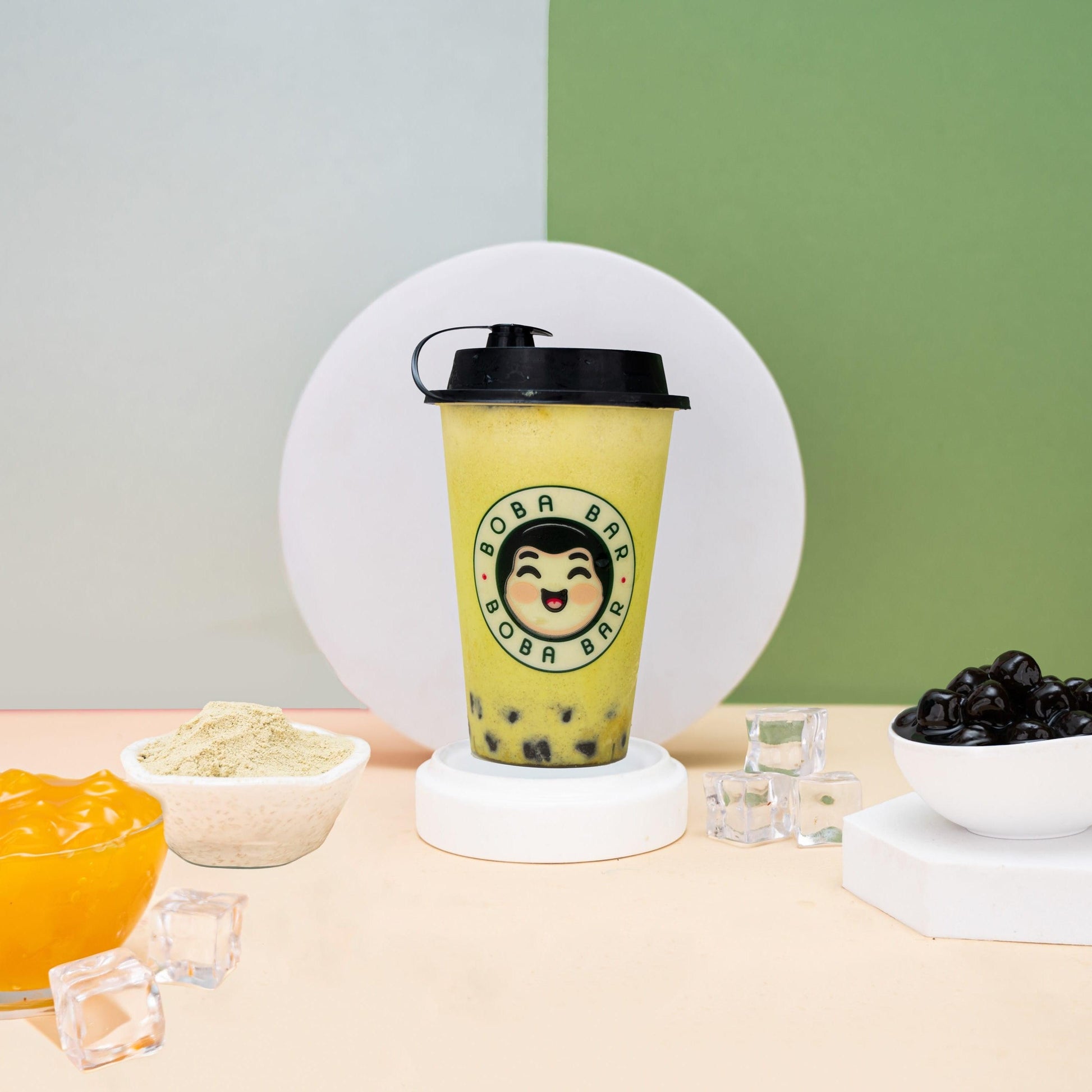 Mango Matcha Bubble Tea with Tapioca Pearls - Boba Bar