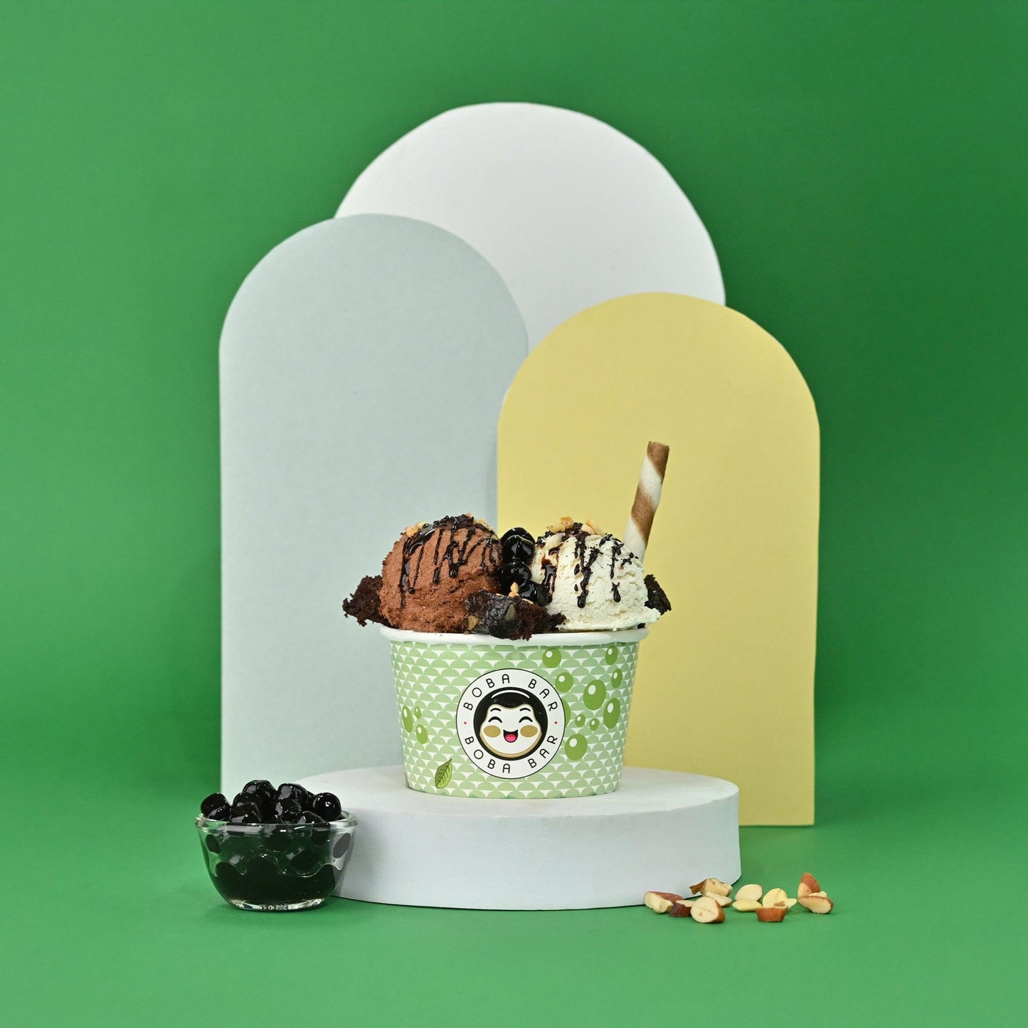 Mocha and Hazelnut Boba Sundae with Brownie - Boba Bar