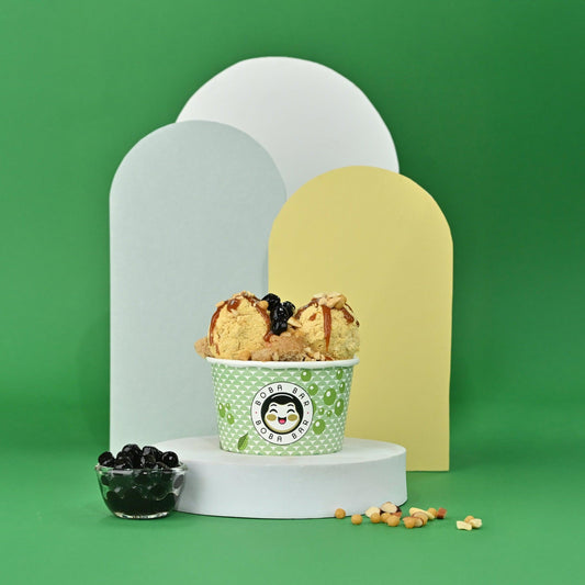 Nutty Butterscotch Boba Sundae with Caramel Ice Cream - Boba Bar