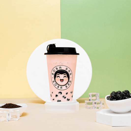 Rose Milk Tea with Ice Cream & Boba - Boba Bar