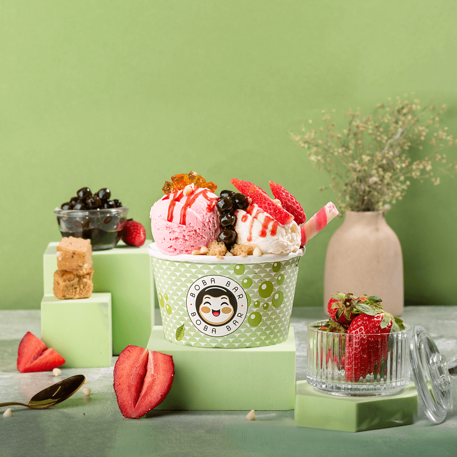 Strawberry Sundae Fresh Boba – Fruity & Creamy